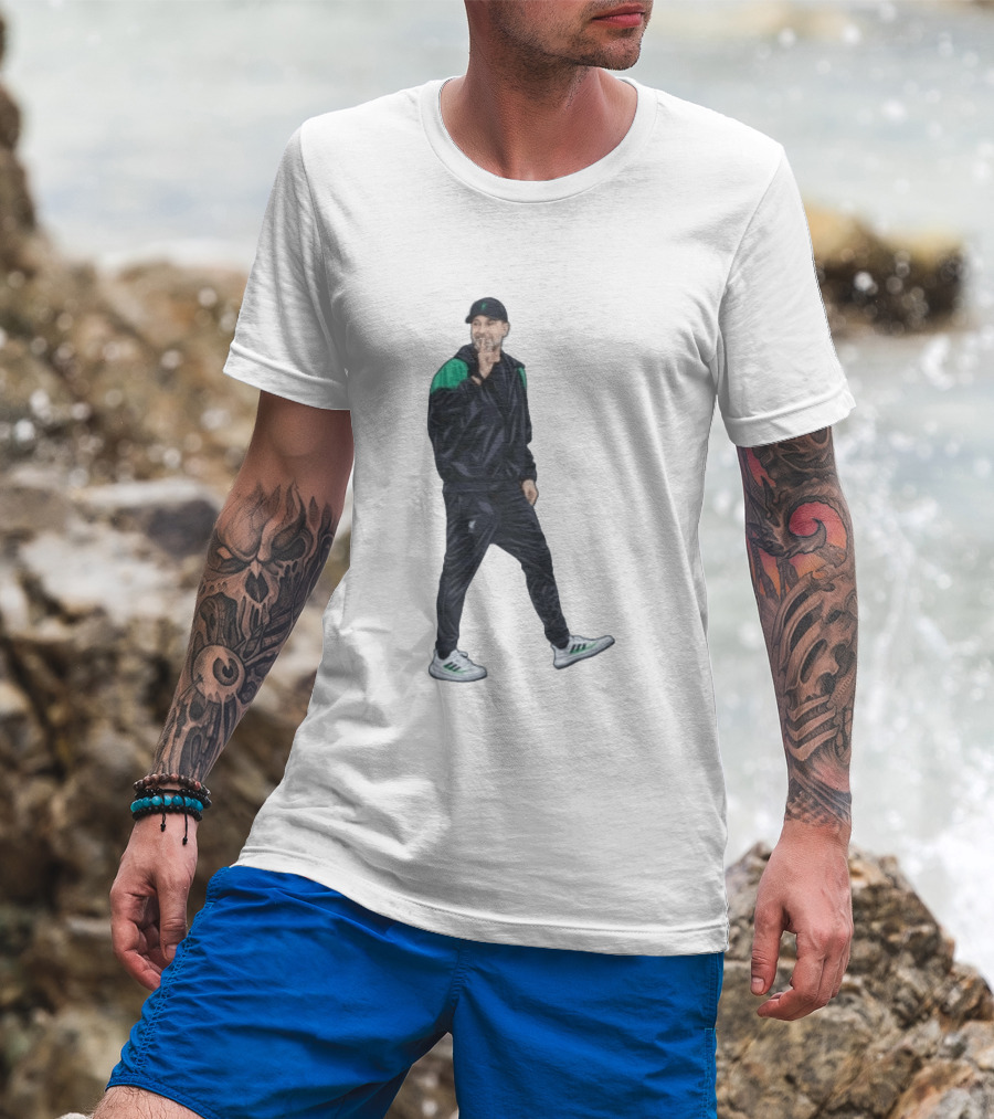 Liverpool Manager Jurgen Klopp Shush Gesture In Black Tracksuit And Cap T-Shirt