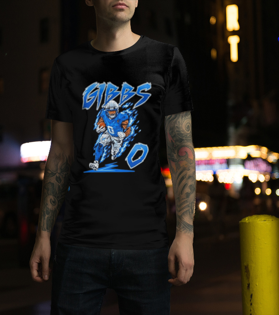 Gibbs No 0 Detroit Lions Football Player Action T-Shirt