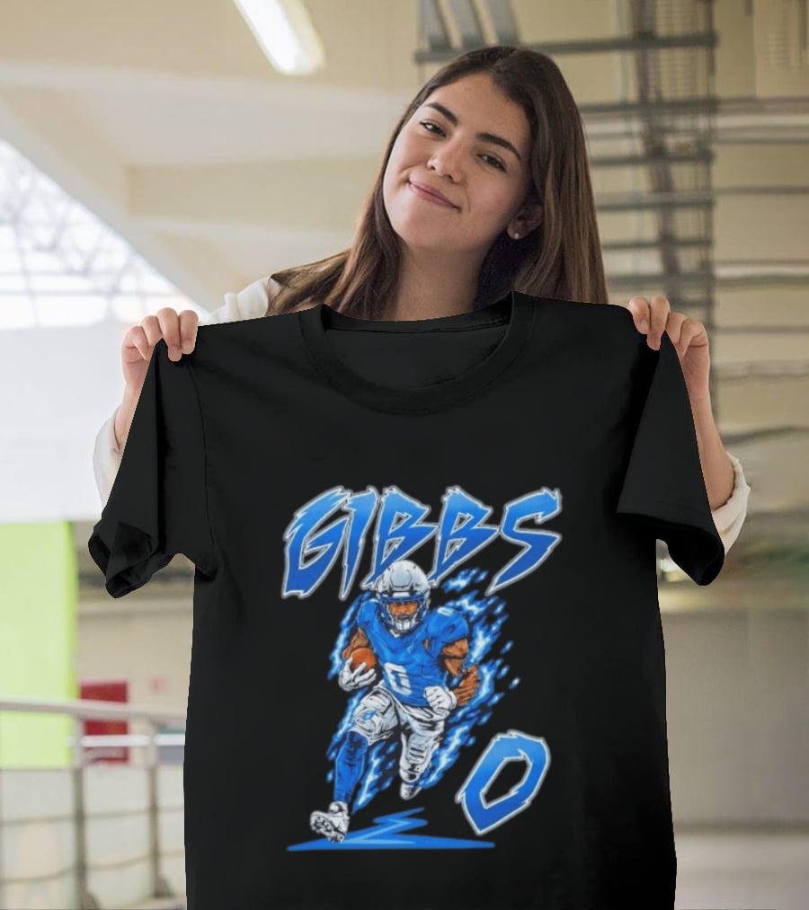 Gibbs No 0 Detroit Lions Football Player Action T-Shirt