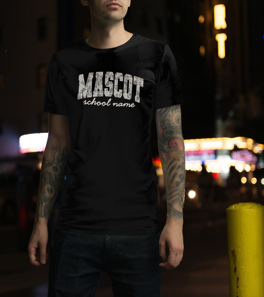Mascot Camouflage School Name Back To School T-Shirt