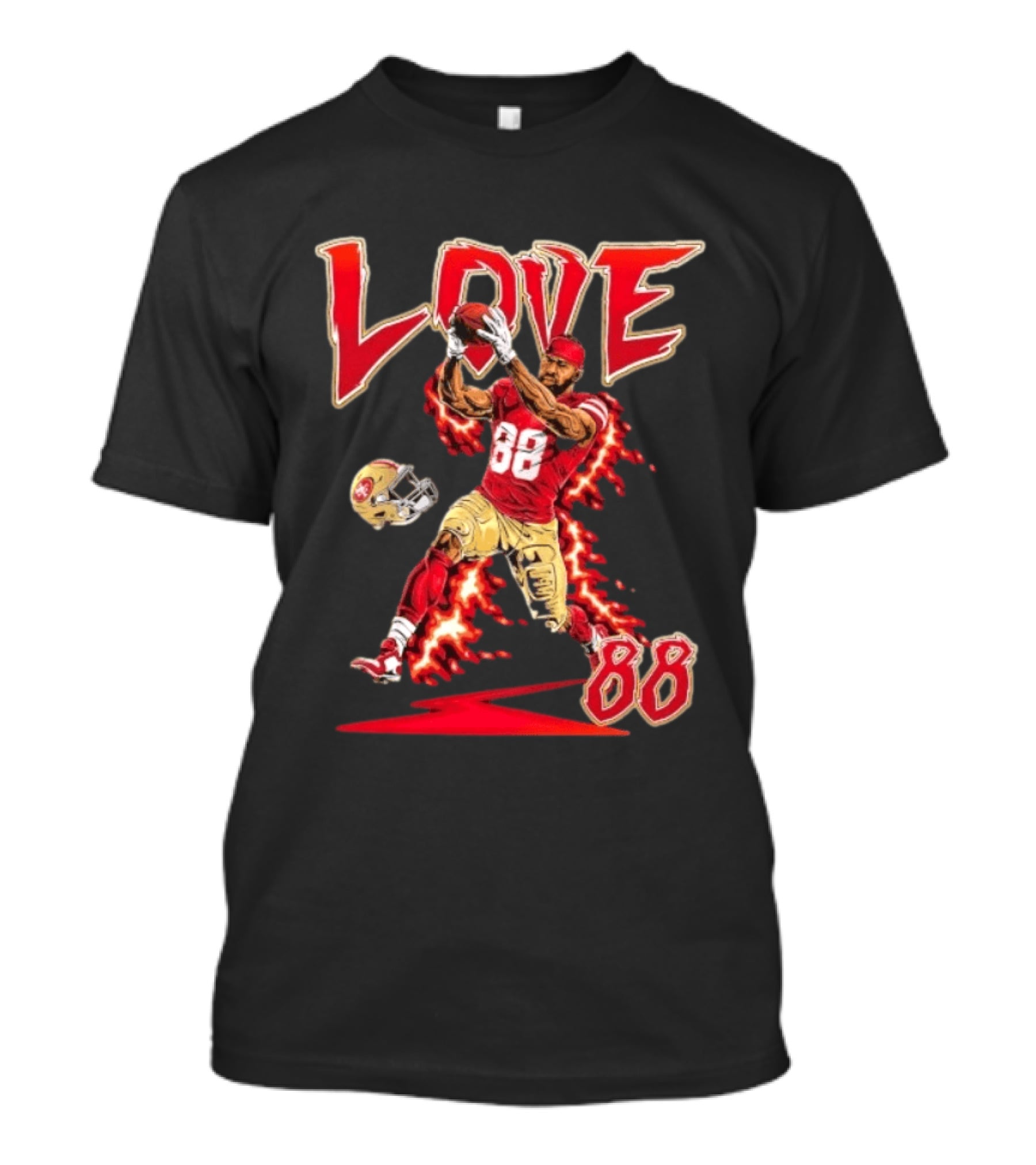Daejon Love San Francisco 49ers No 88 Football Star Catching Action T-Shirt