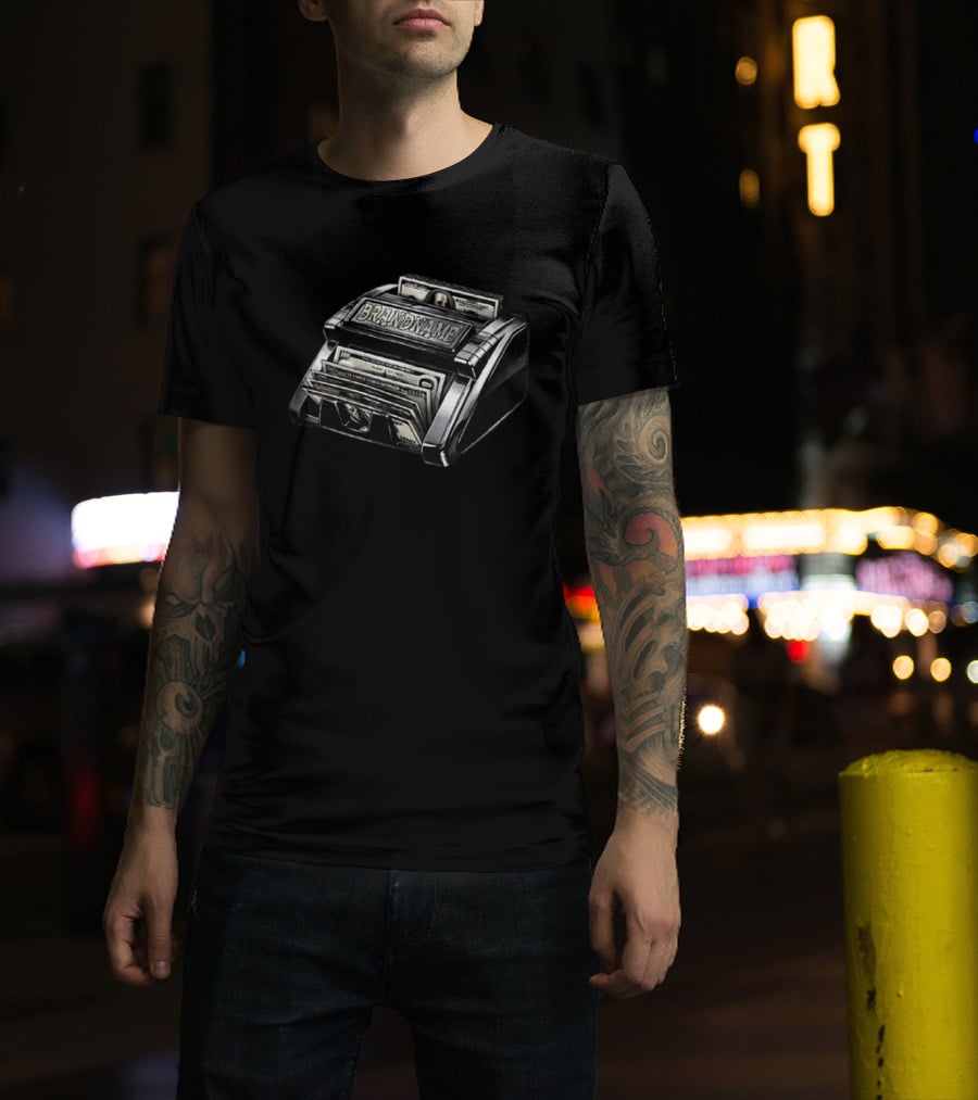 BRANDNAME Money Counter Hundred Dollar Bill Cash Stack Wealth Success T-Shirt
