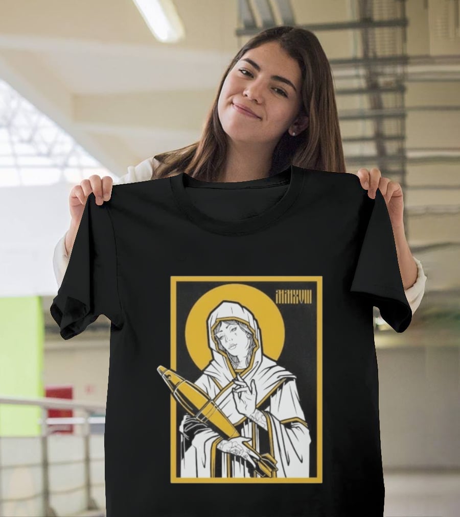 Mortar Mary MMXVIII Religious Iconography Halo And Missile T-Shirt