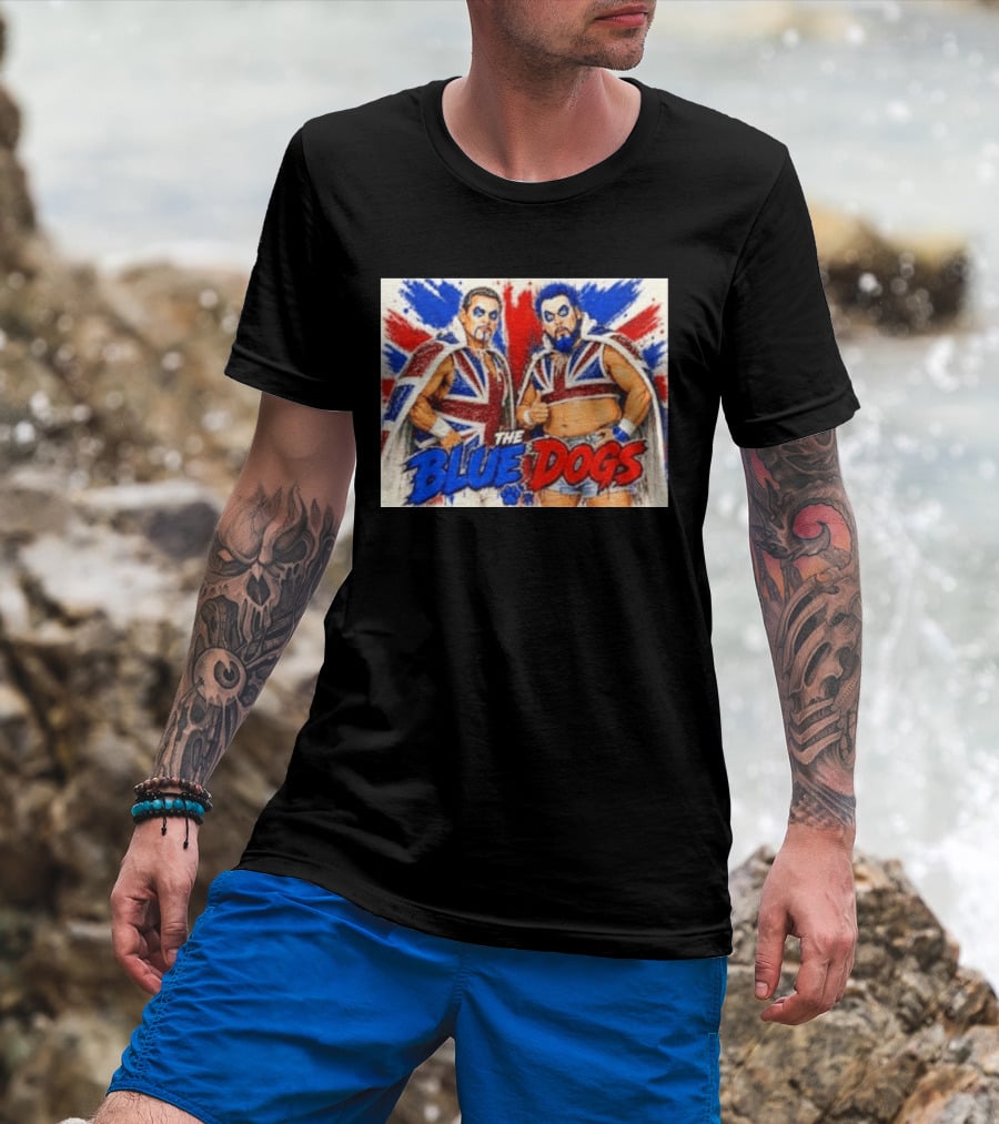 Dynamite Kid The Blue Dogs British Wrestling Union Jack Explosion T-Shirt