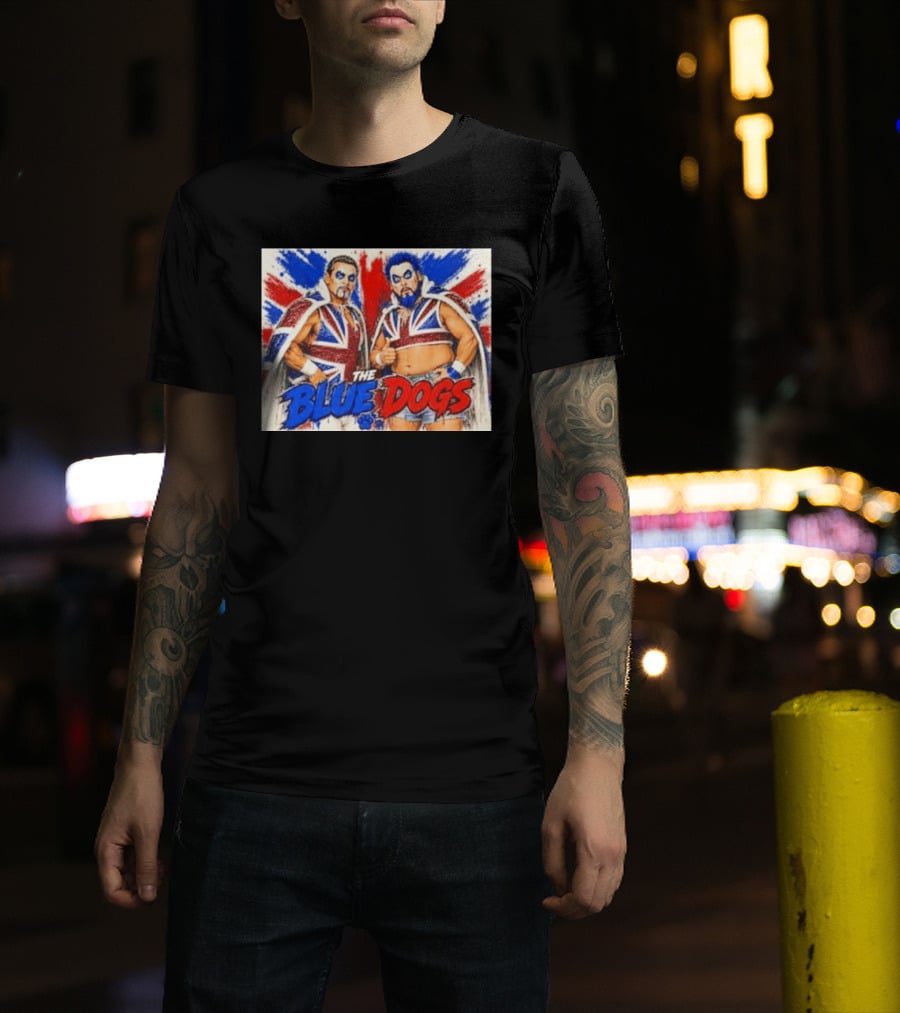 Dynamite Kid The Blue Dogs British Wrestling Union Jack Explosion T-Shirt