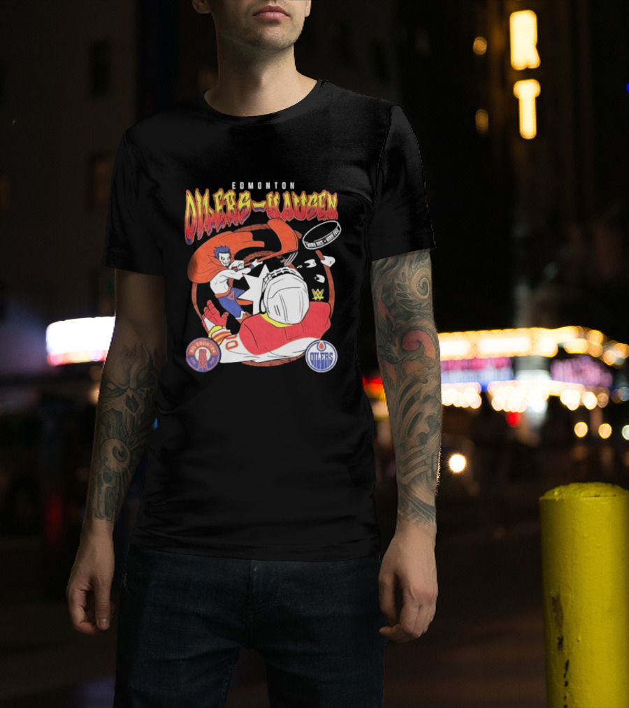 Edmonton Oilers Hausen Very Nice Very Evil WWE Summer Tour T-Shirt