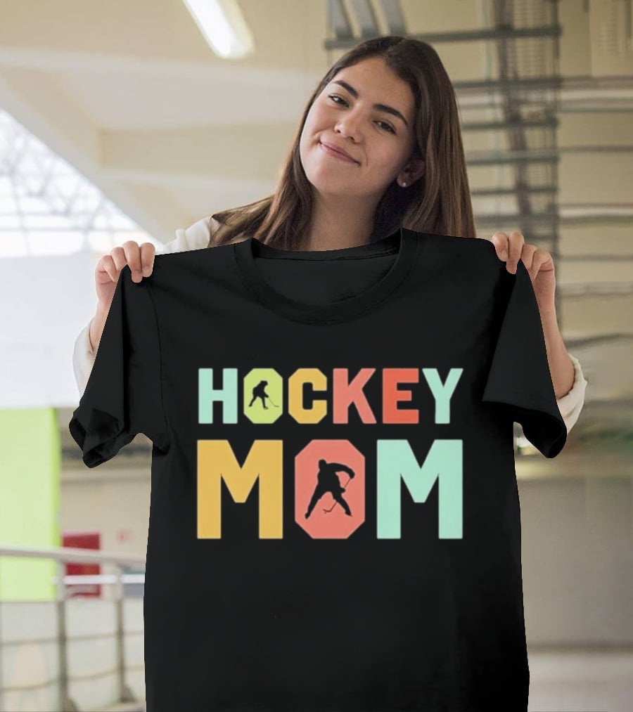 Hockey Mom Mother's Day Skating Silhouette Multicolor T-Shirt