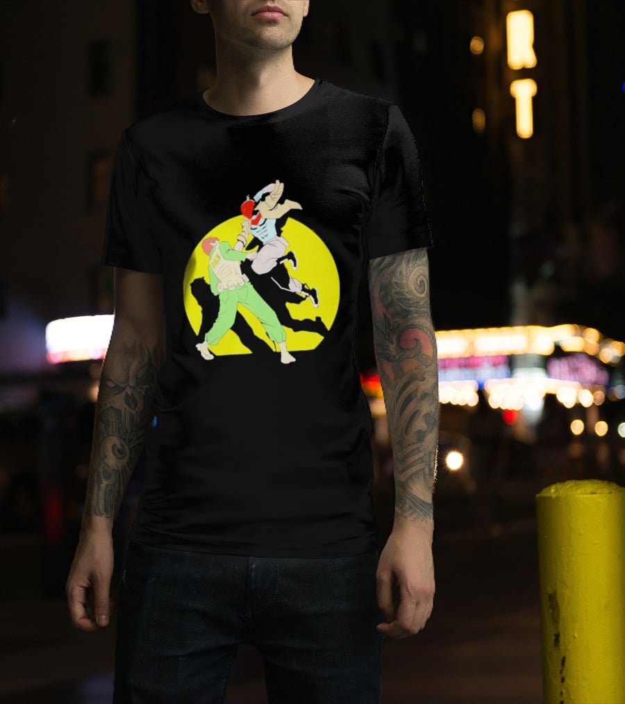 Red Hood Versus Ice Soldier Combat Action Scene T-Shirt