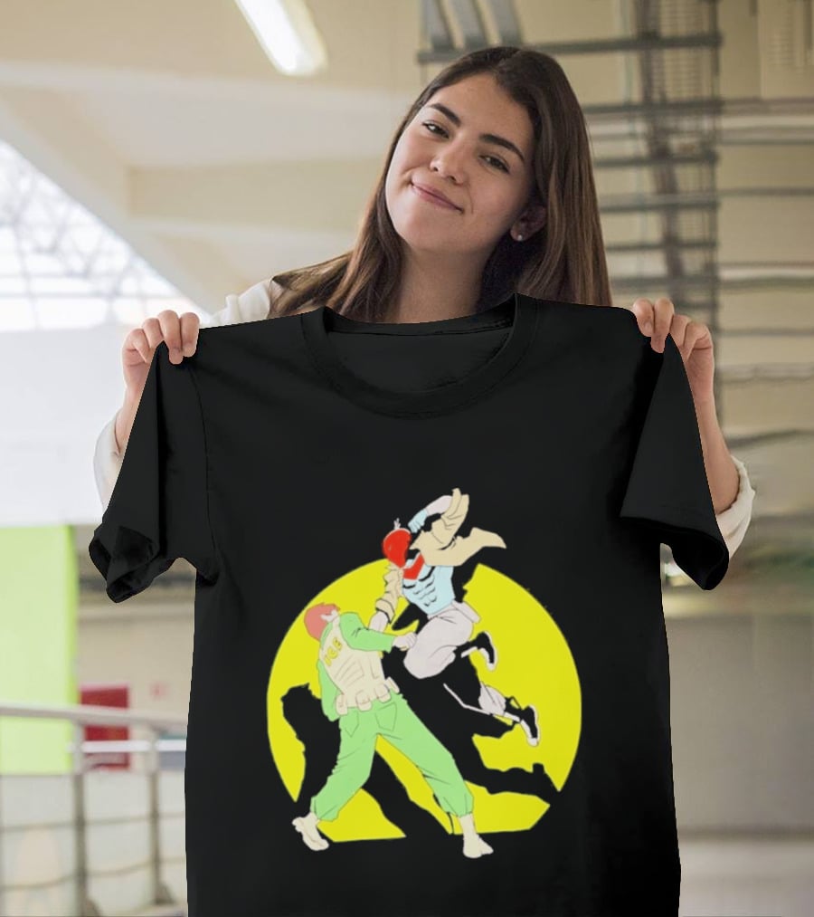 Red Hood Versus Ice Soldier Combat Action Scene T-Shirt