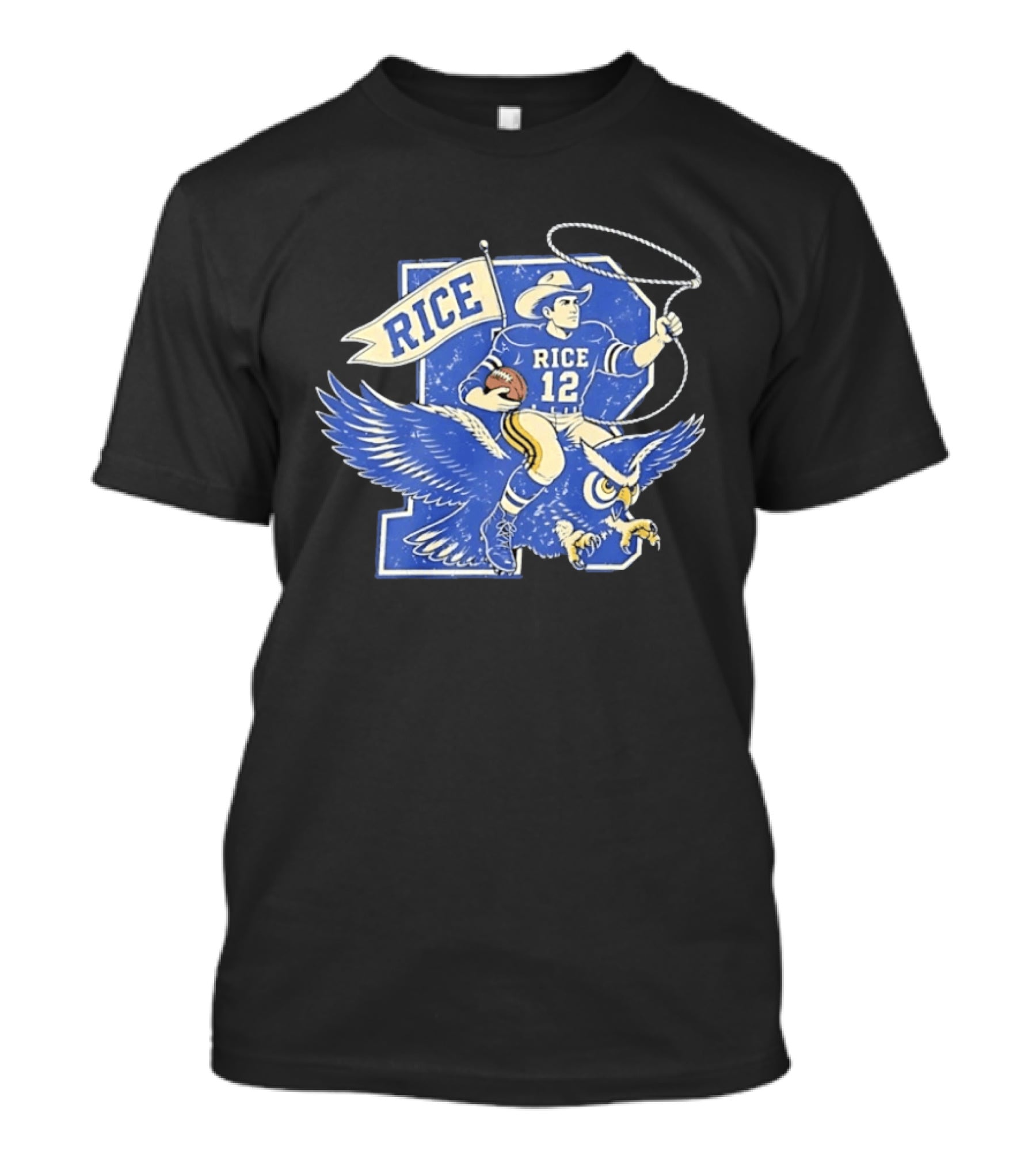 Rice Owls Football Player 12 Cowboy Riding Owl Team Spirit T-Shirt