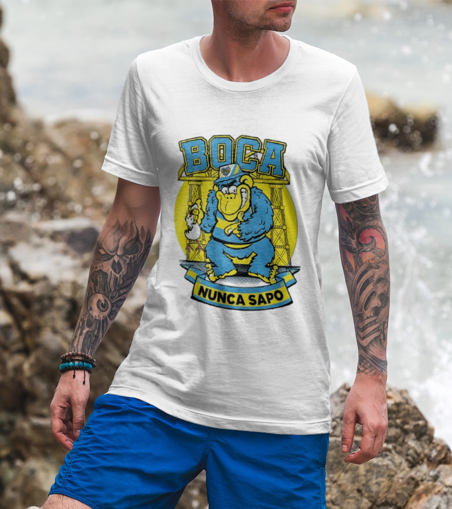 Boca Juniors Gorilla Wearing Cap Holding Chicken Boca Nunca Sapo T-Shirt