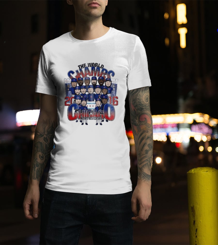 Chicago Cubs MLB The World Champs 2016 Northsiders Cartoon Caricature Roster T-Shirt