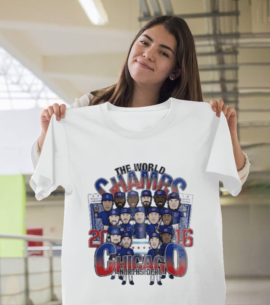 Chicago Cubs MLB The World Champs 2016 Northsiders Cartoon Caricature Roster T-Shirt