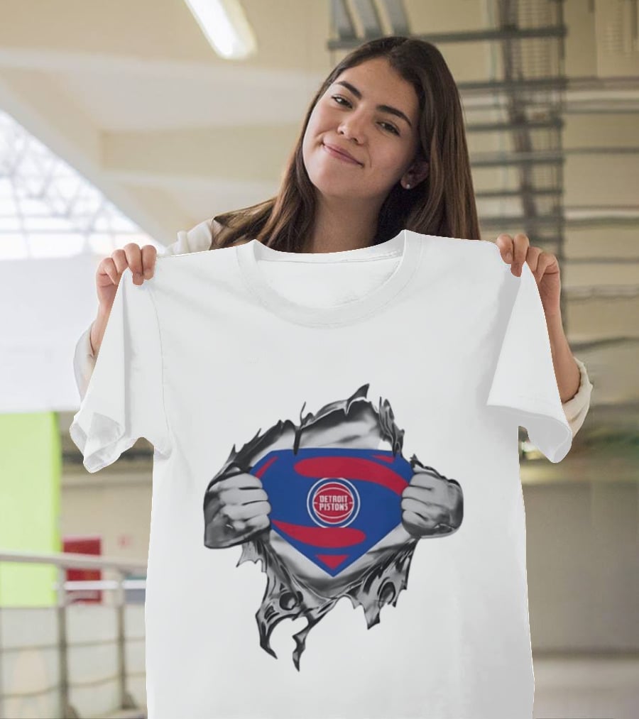 Detroit Pistons Superman Logo NBA Basketball Fan T-Shirt