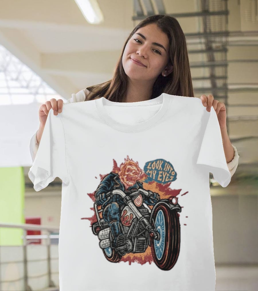 Ghost Rider Look Into My Eyes Marvel Comics Motorcycle Spirit Of Vengeance T-Shirt