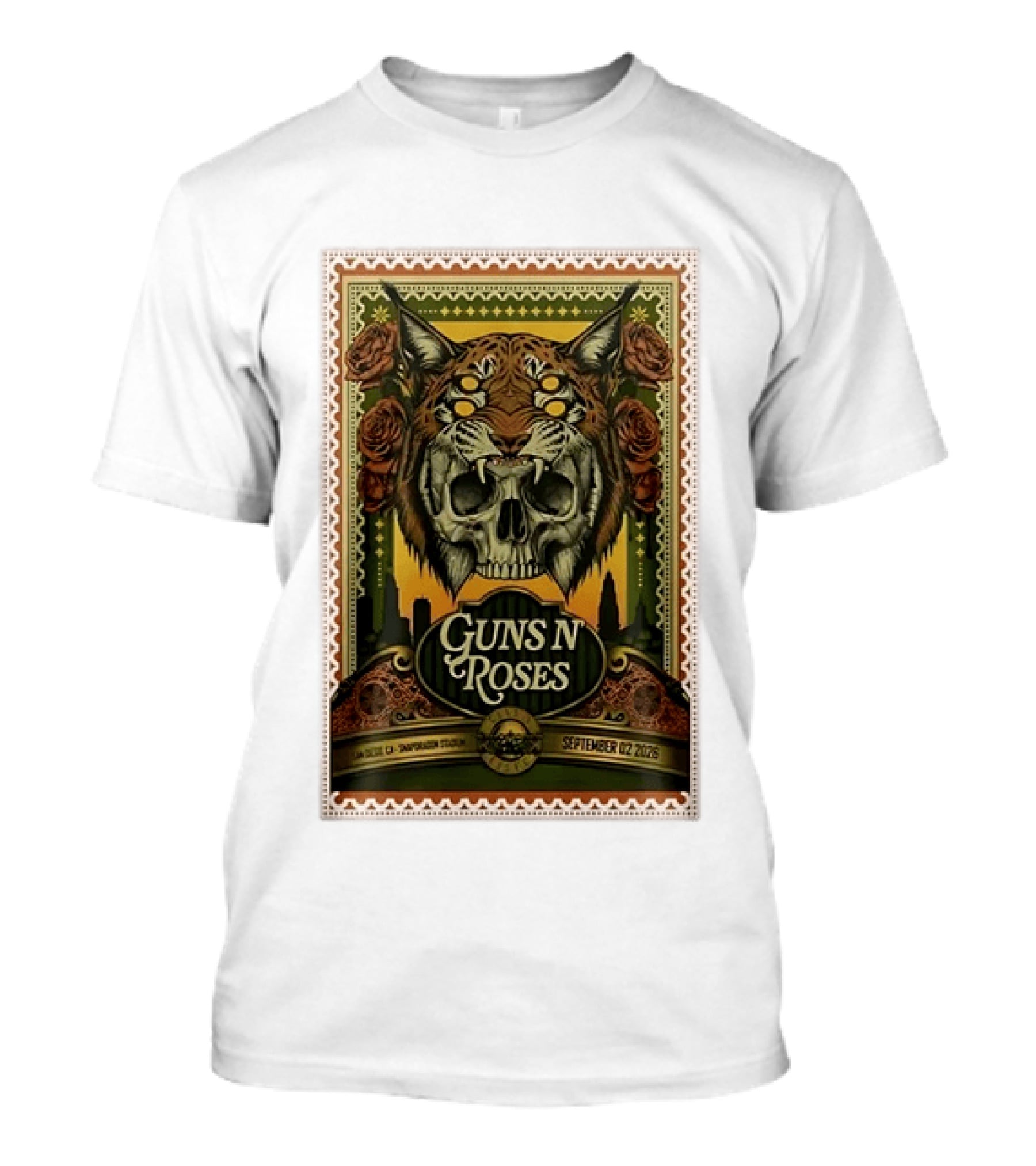 Guns N' Roses San Diego Snapdragon Stadium September 02 2026 Concert Skull And Jaguarr T-Shirt