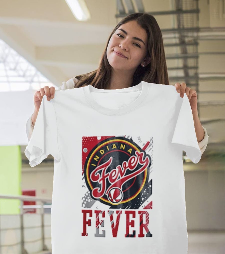 Indiana Fever WNBA Distressed Paint Splatter Basketball Logo Fever T-Shirt