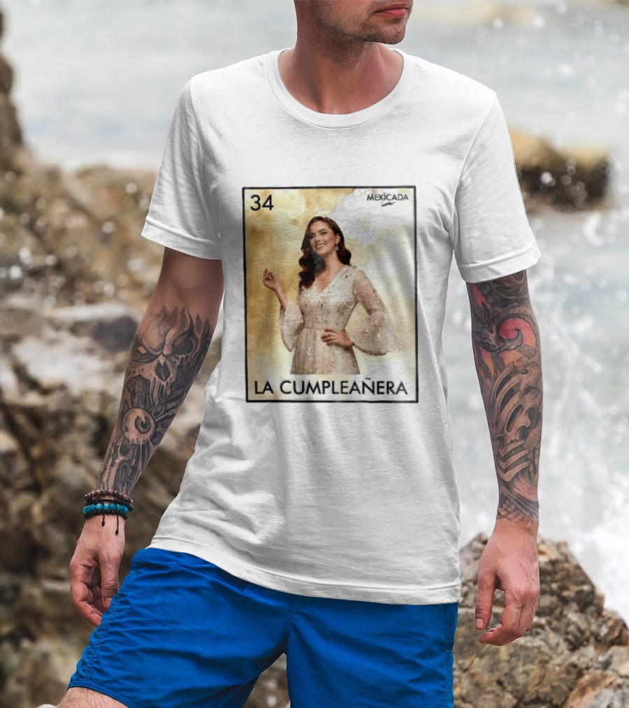 Mexicada 34 La Cumpleañera Loteria Card Woman White Dress T-Shirt