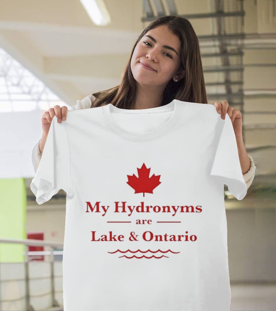 My Hydronyms Are Lake Ontario Canada Maple Leaf Water Waves T-Shirt