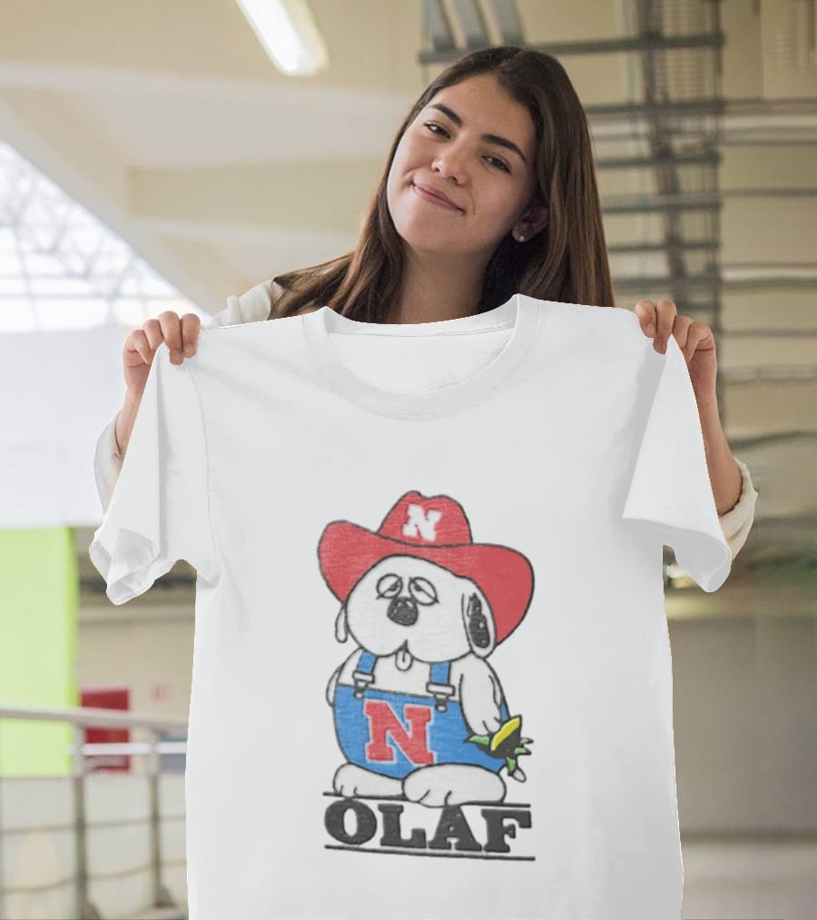 Olaf Nebraska Cornhuskers N Logo Cowboy Hat Cartoon T-Shirt