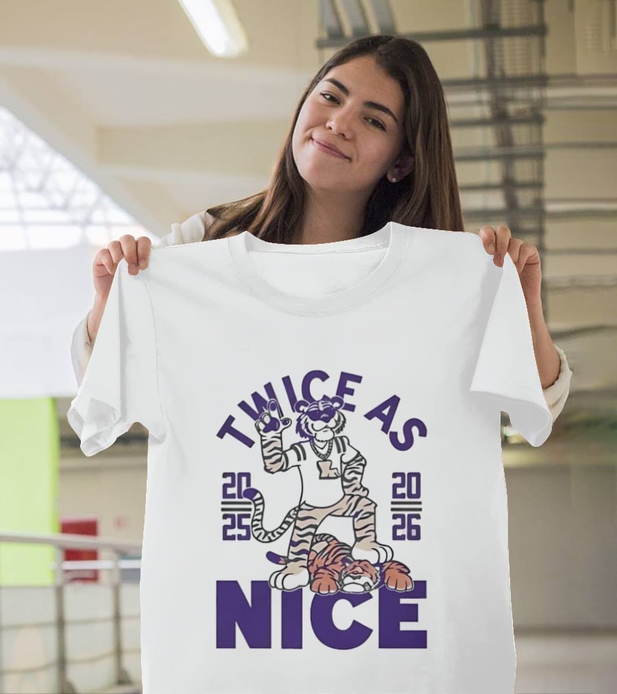 LSU Tigers Twice As Nice 2025 2026 Tiger Mascot Football T-Shirt