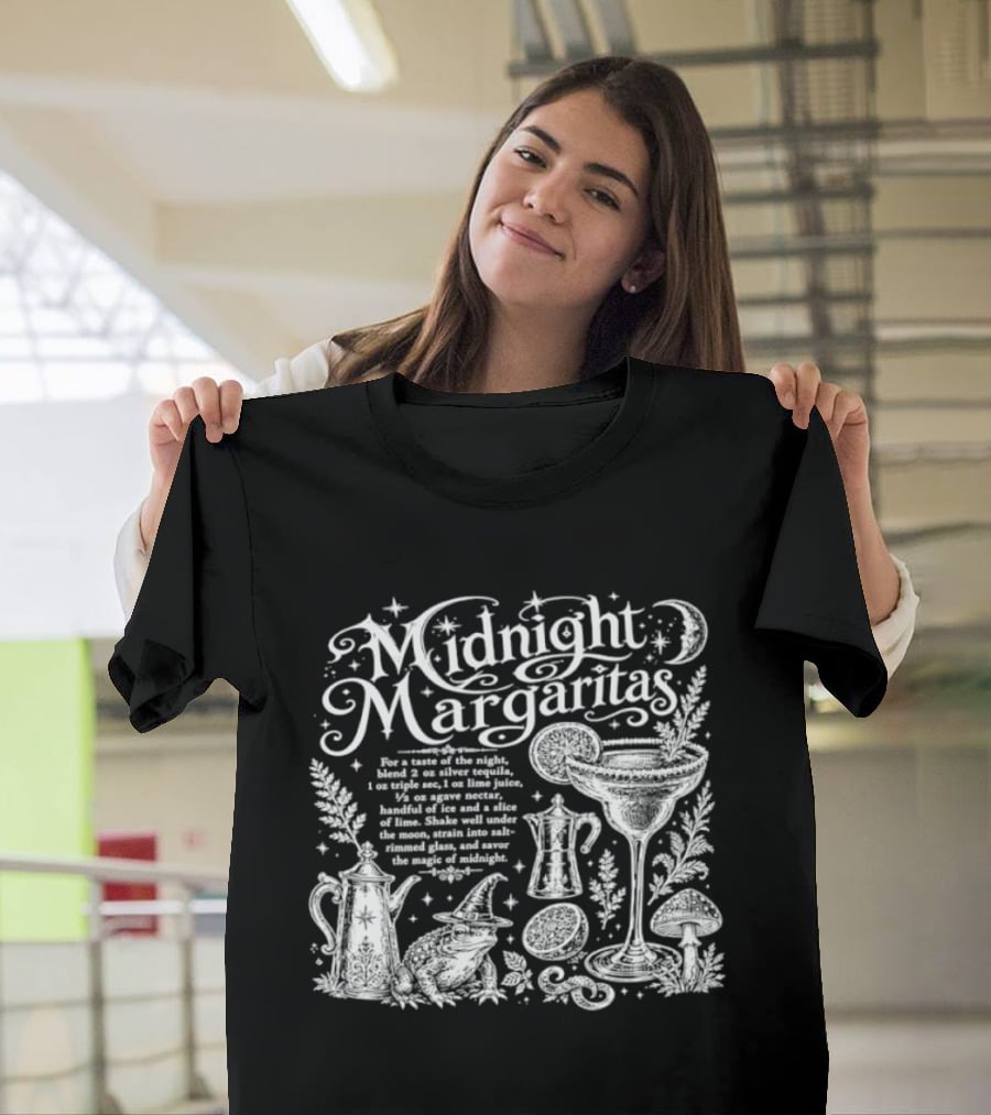 Midnight Margaritas Recipe With Witchy Cocktail Elements And Moon Stars T-Shirt