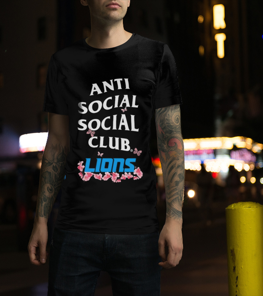 Anti Social Social Club Detroit Lions Floral Butterfly T-Shirt