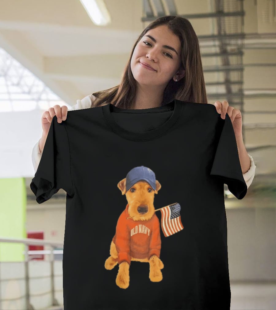 Old Navy Terrier Dog Baseball Cap American Flag T-Shirt