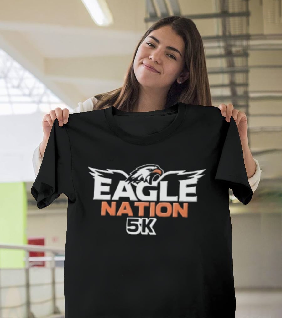 Eagle Nation 5k Screeching Feathered Bird Head Wings Spread T-Shirt