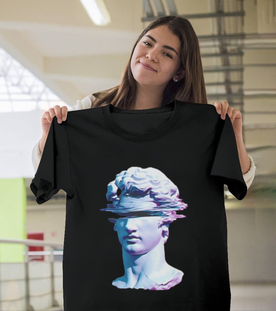 You Are Not Forgotten Classical Statue Bust Glitch Wave Distortion David Vaporwave Aesthetic T-Shirt