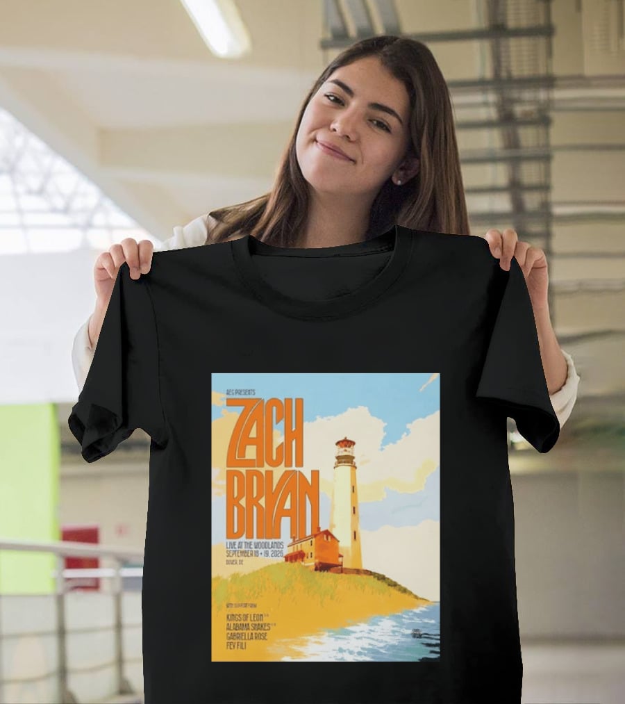 Zach Bryan Live At The Woodlands September 18 19 2026 Dover DE Kings Of Leon Alabama Shakes Gabriella Rose Feyi Fuli Concert T-Shirt