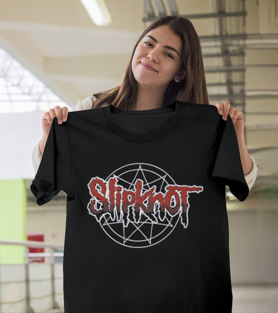 Slipknot Crimson Dripping Lettering With White Nonagram T-Shirt
