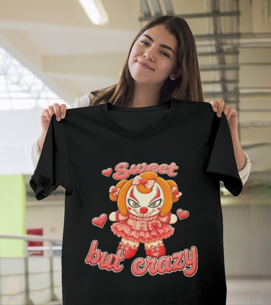 Sweet But Crazy Evil Harlequin Clown Doll Hearts T-Shirt