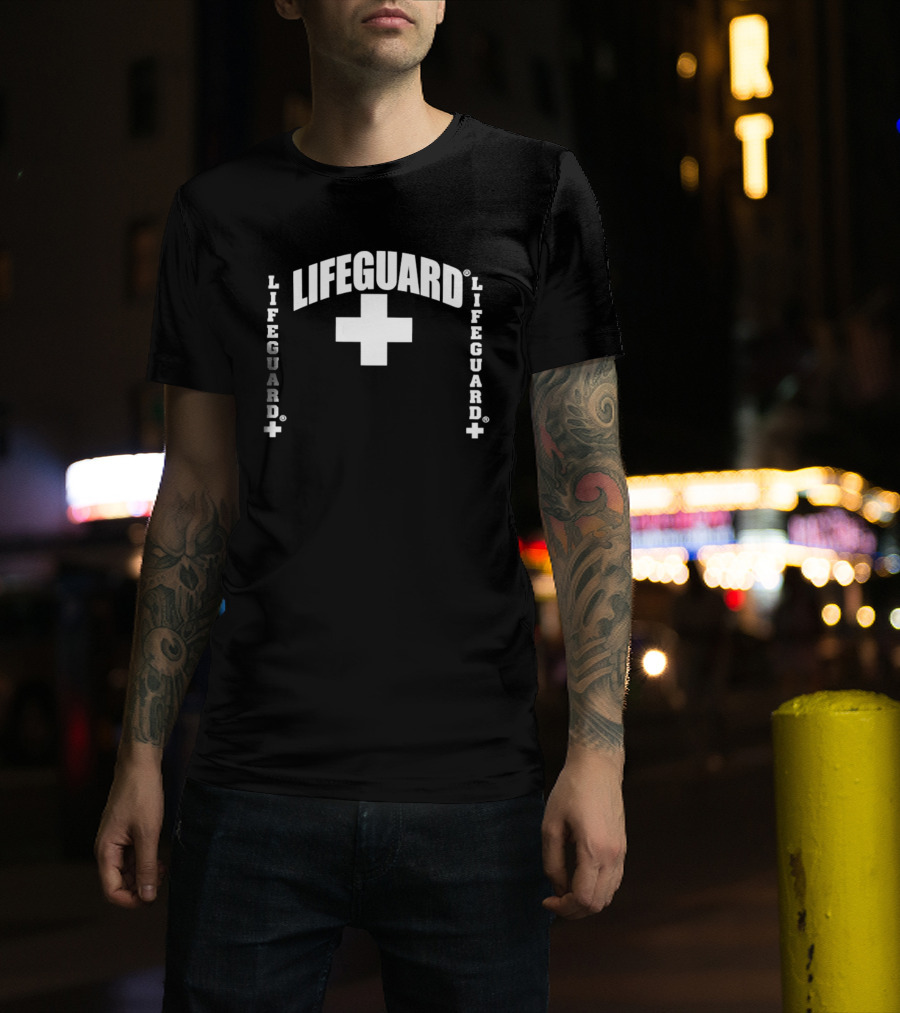 Lifeguard Cross Lifeguard Text Professional Water Safety Beach Patrol T-Shirt