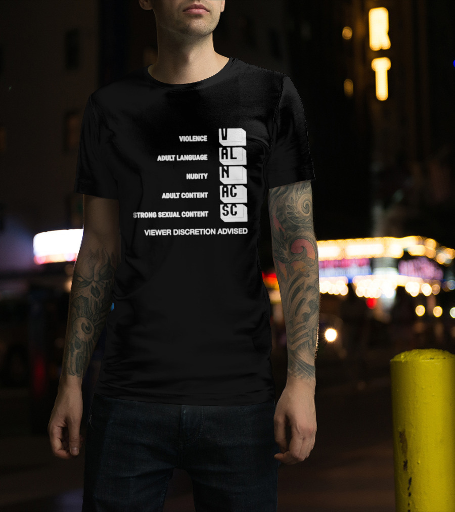 Viewer Discretion Advised Violence Adult Language Nudity Sexual Content T-Shirt