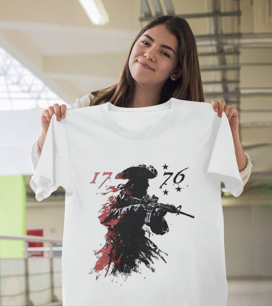 American Patriot With Rifle Patriotic1776 T-Shirt