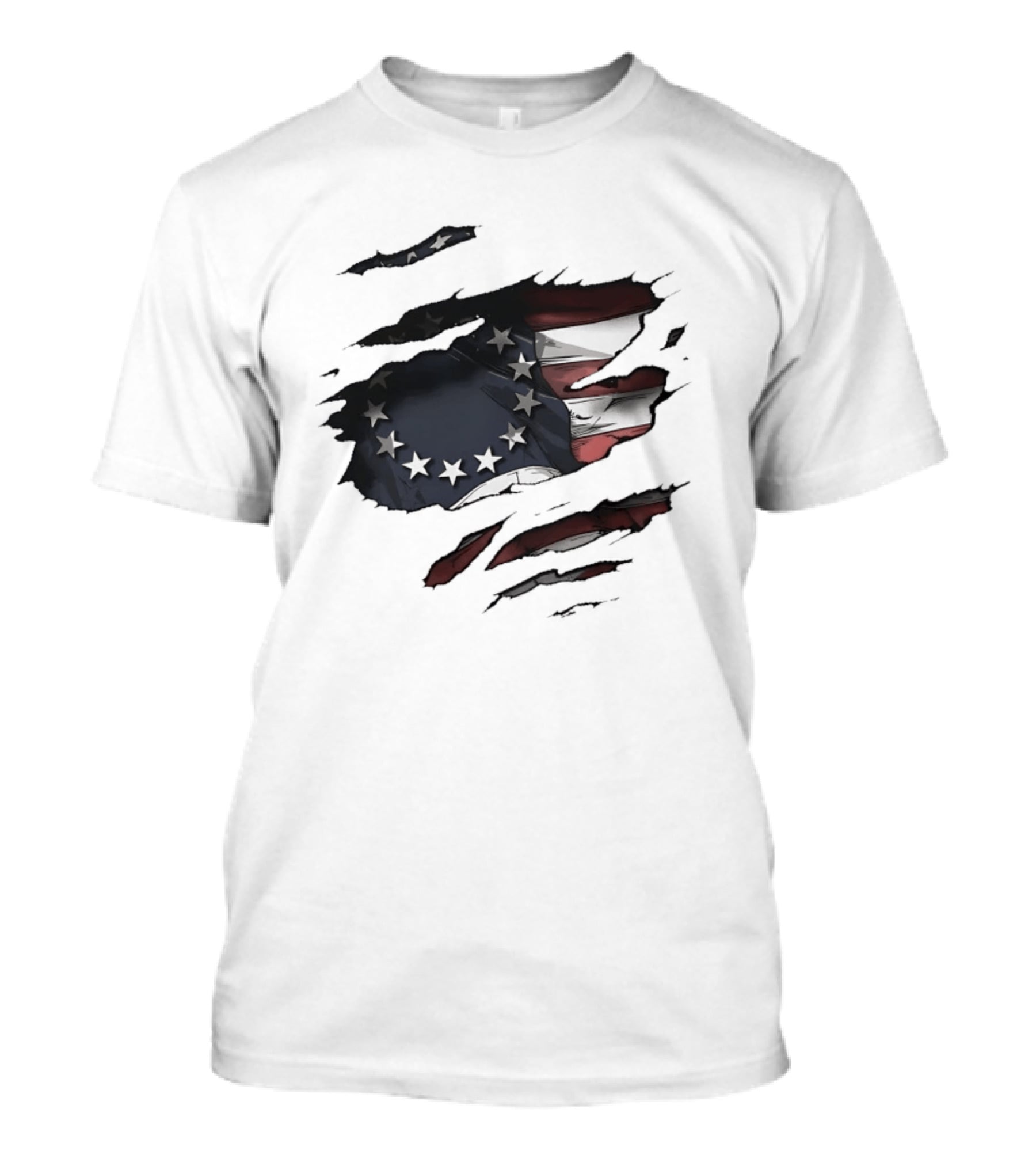 Betsy Ross American Flag Vintage Ripped Effect Patriotic T-Shirt
