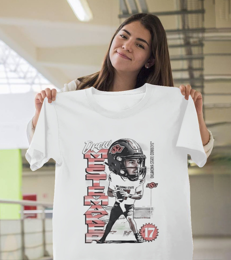 Drew Mestemaker 17 Oklahoma State Cowboys OSU Football T-Shirt