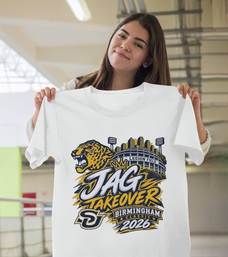 Legion Field Jag Takeover Birmingham Classic 2026 Stadium And Jaguar T-Shirt