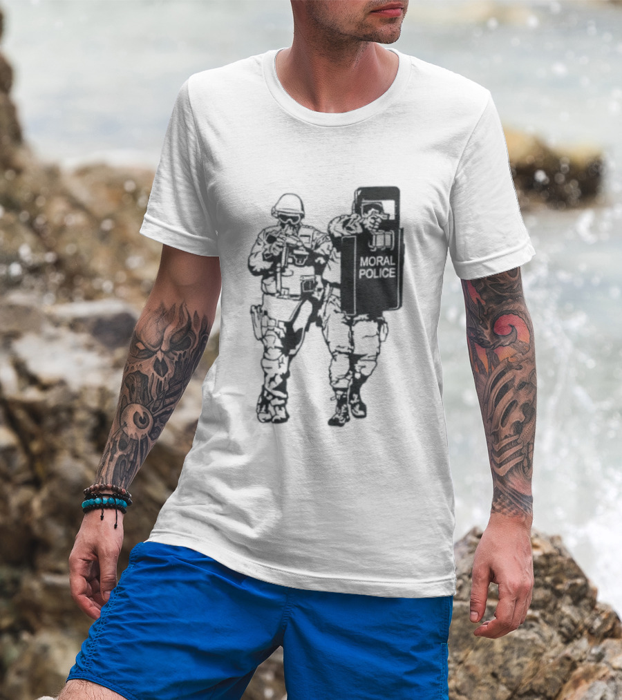 Moral Police Tactical Squad Satire Riot Gear Pose T-Shirt
