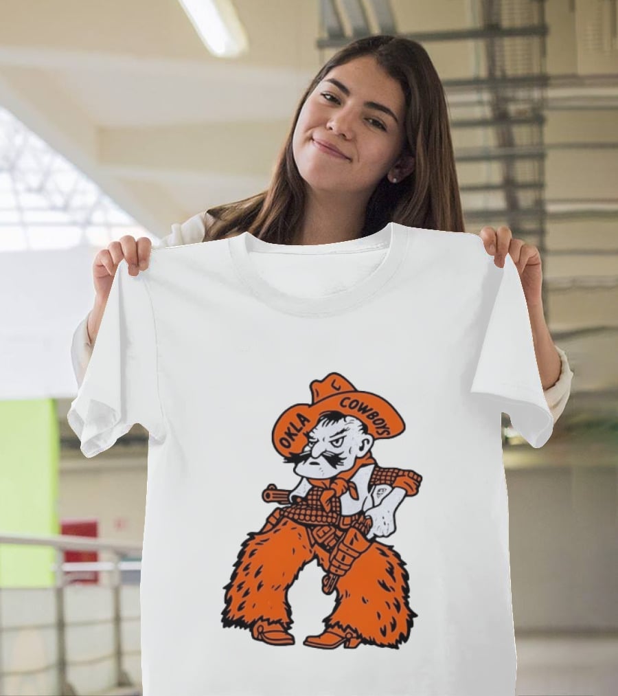 Oklahoma Cowboys Pistol Pete Orange Cowboy T-Shirt