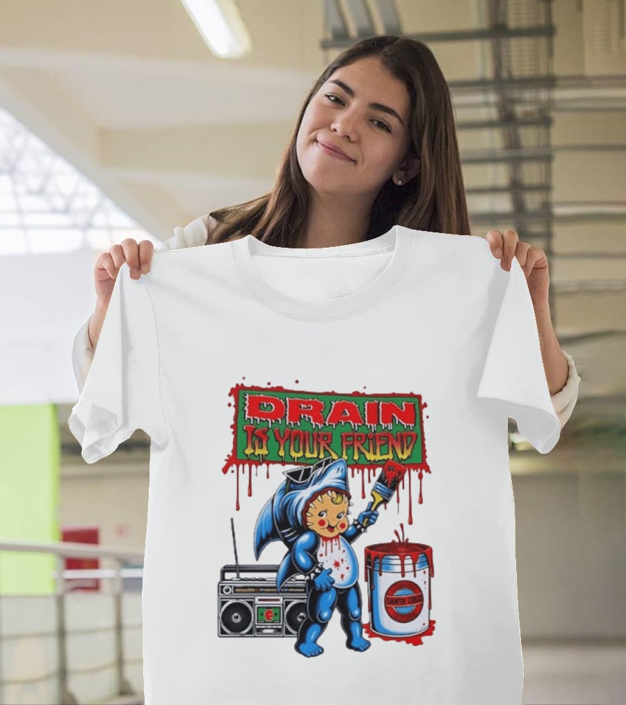 Santa Cruz Drain Is Your Friend Shark Baby Boombox T-Shirt