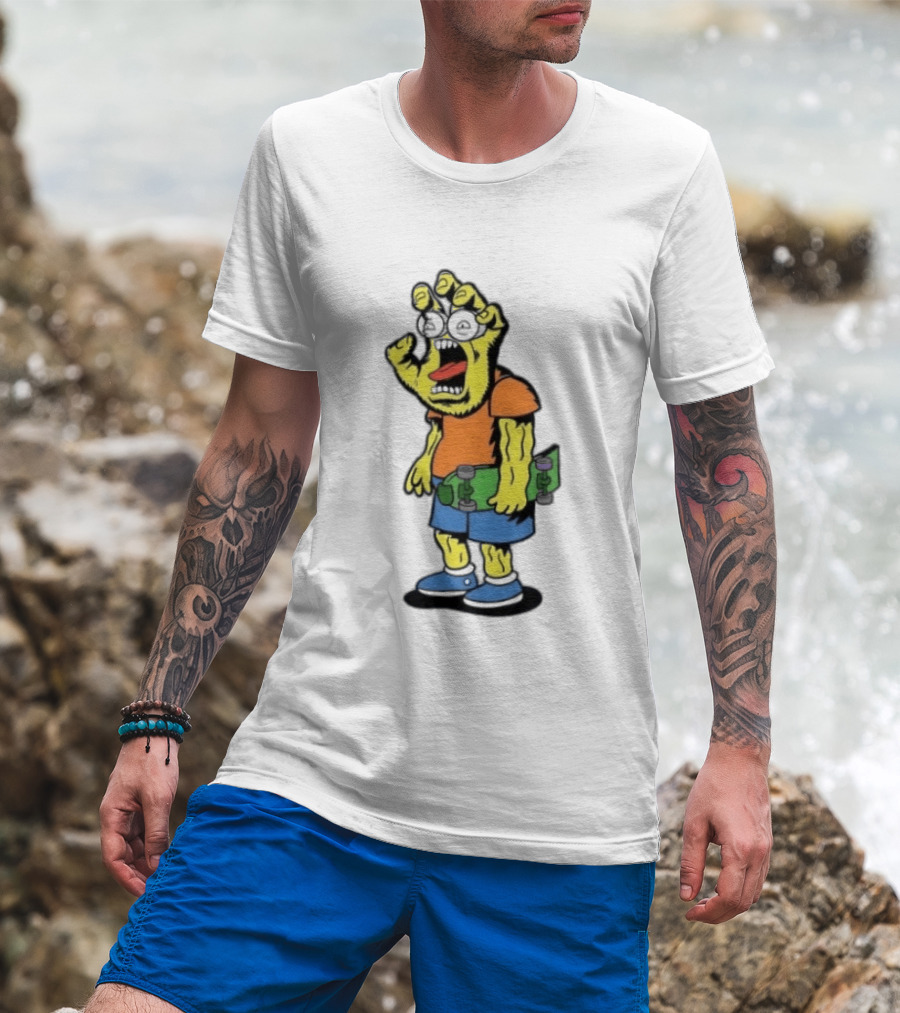Screaming Hans The Simpsons Bootleg Character With Skateboard T-Shirt