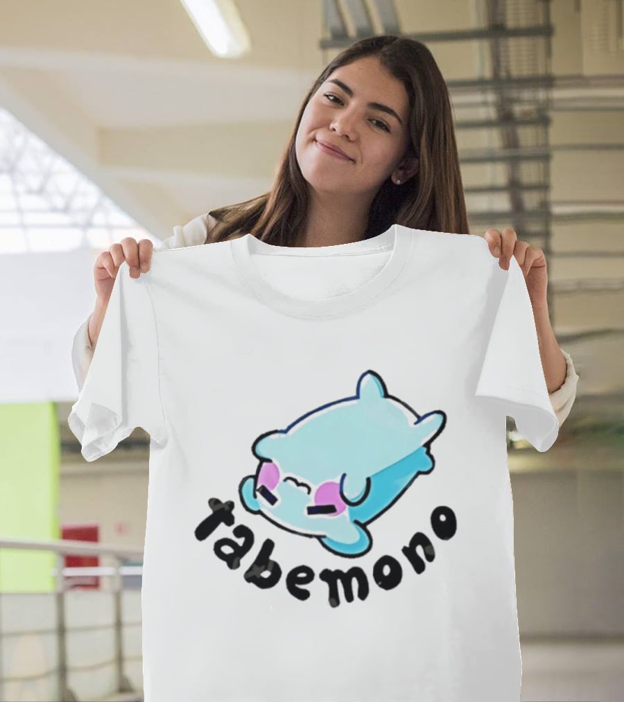 Tabemono Kawaii Anime Cute Blue Character With Blushing Cheeks T-Shirt