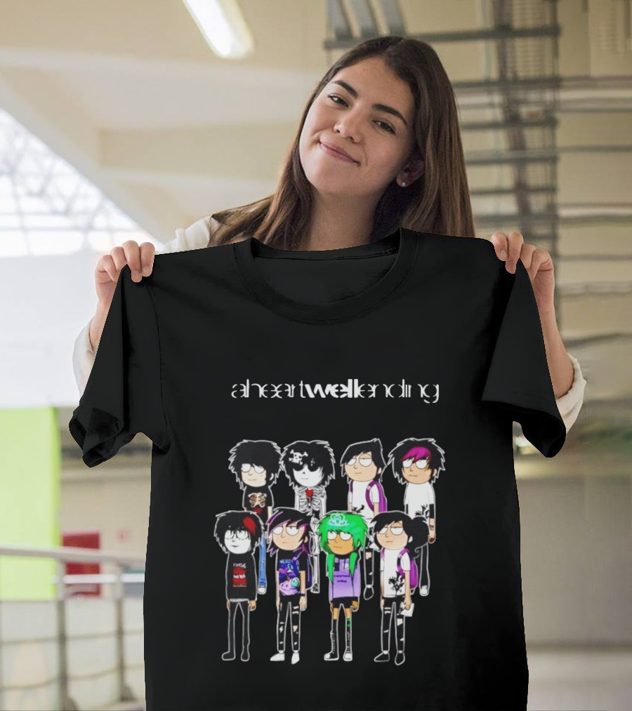 A Heart Well Ending Emo Cartoon Characters With Unique Hairstyles T-Shirt