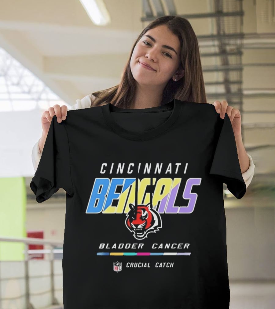 Cincinnati Bengals Bladder Cancer Crucial Catch Awareness NFL T-Shirt