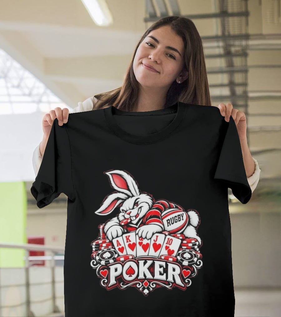 Rugby Poker Rabbit Royal Flush Card Game T-Shirt