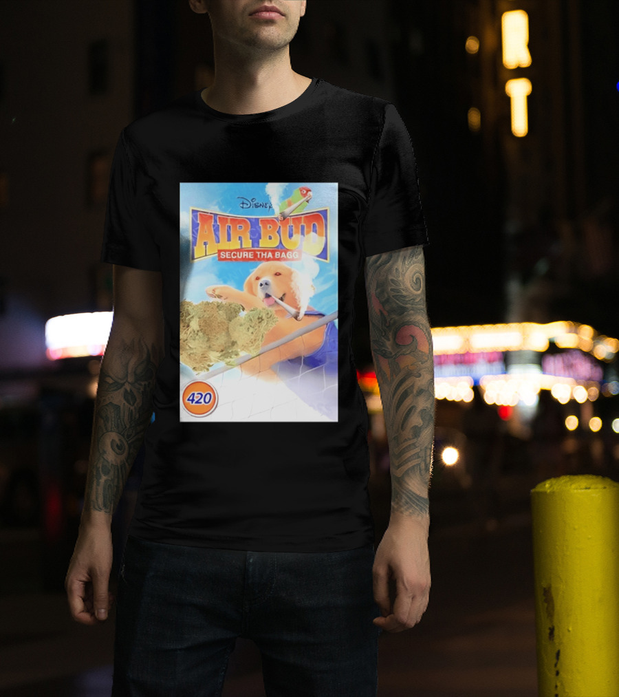 Disney Air Bud Secure Tha Bagg 420 Meme Basketball Dog Smoking T-Shirt