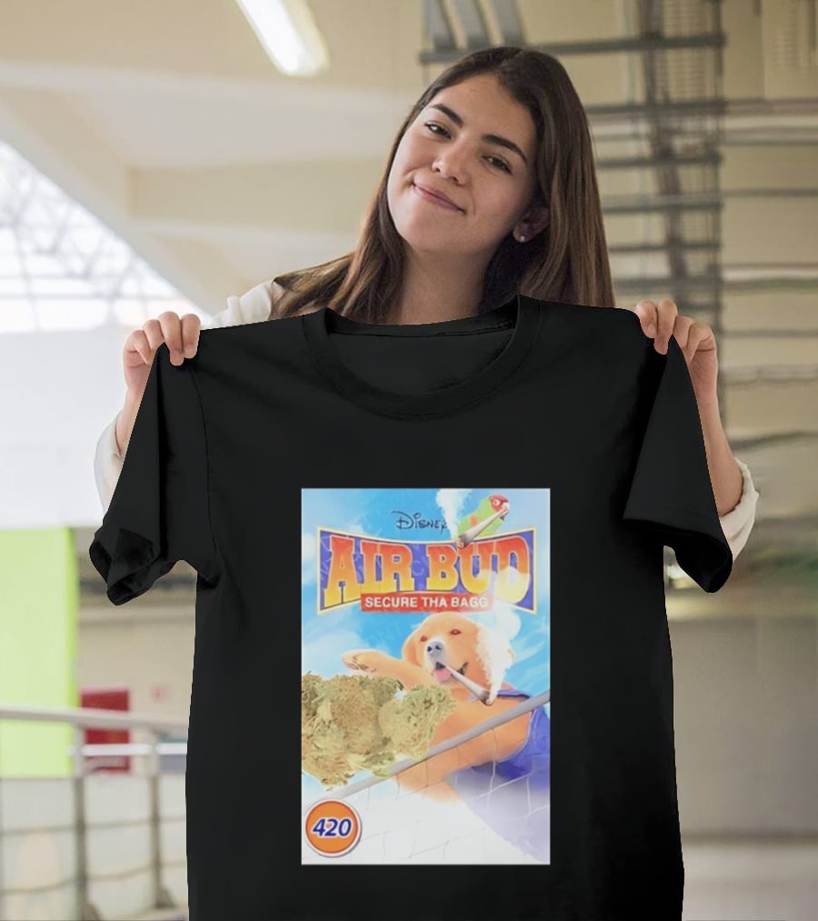 Disney Air Bud Secure Tha Bagg 420 Meme Basketball Dog Smoking T-Shirt