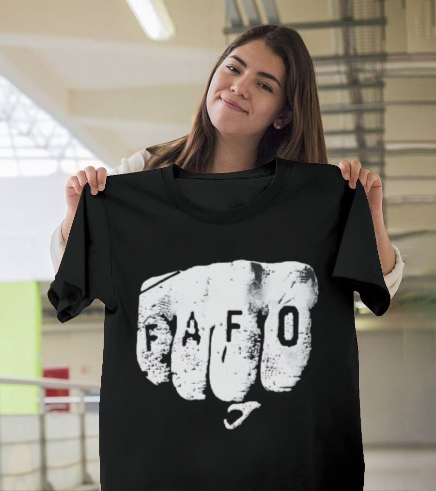 FAFO Distressed Clenched Fist Knuckle Punch Black And White T-Shirt
